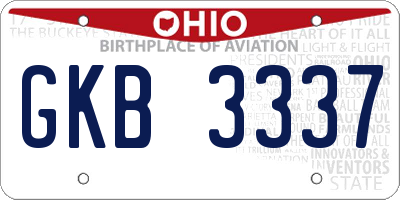 OH license plate GKB3337