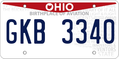 OH license plate GKB3340