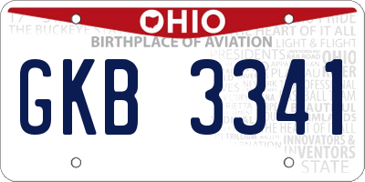 OH license plate GKB3341