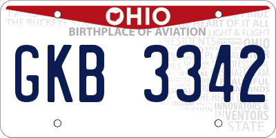 OH license plate GKB3342