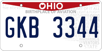 OH license plate GKB3344
