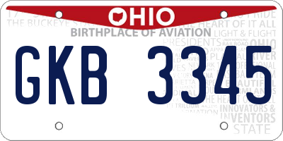 OH license plate GKB3345