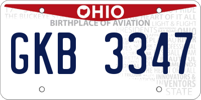 OH license plate GKB3347