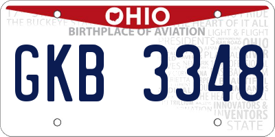 OH license plate GKB3348