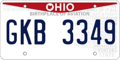 OH license plate GKB3349