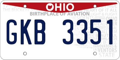 OH license plate GKB3351