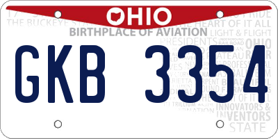 OH license plate GKB3354