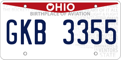 OH license plate GKB3355