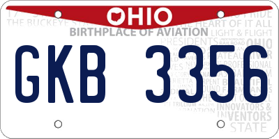 OH license plate GKB3356