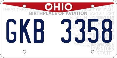 OH license plate GKB3358