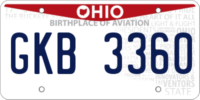 OH license plate GKB3360