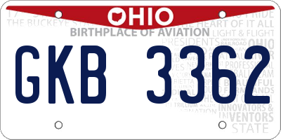 OH license plate GKB3362