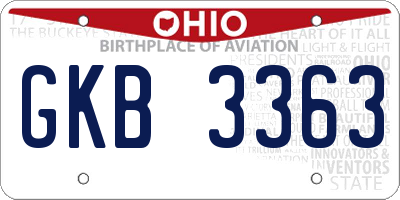 OH license plate GKB3363
