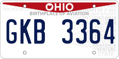 OH license plate GKB3364