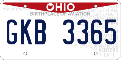 OH license plate GKB3365