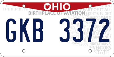 OH license plate GKB3372