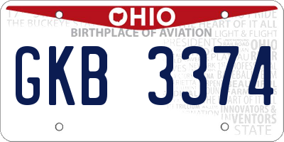 OH license plate GKB3374
