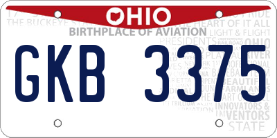 OH license plate GKB3375