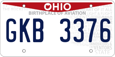 OH license plate GKB3376