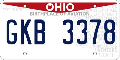 OH license plate GKB3378