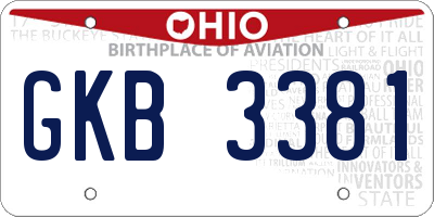 OH license plate GKB3381