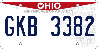 OH license plate GKB3382