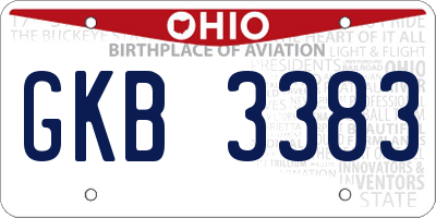 OH license plate GKB3383