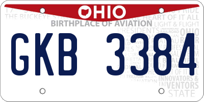 OH license plate GKB3384