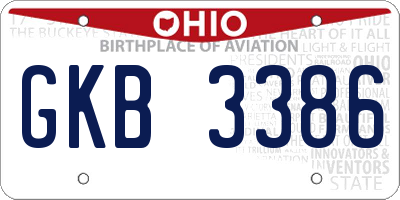 OH license plate GKB3386