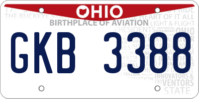 OH license plate GKB3388