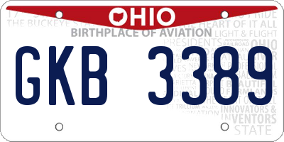 OH license plate GKB3389