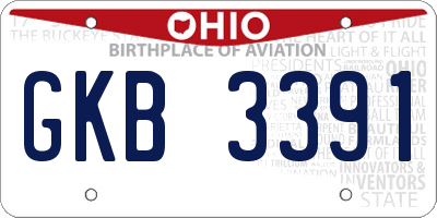 OH license plate GKB3391