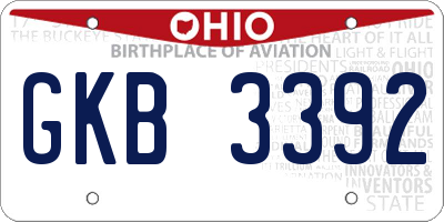 OH license plate GKB3392