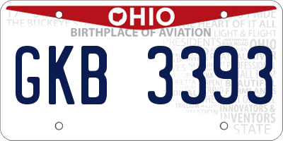 OH license plate GKB3393
