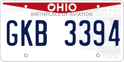 OH license plate GKB3394