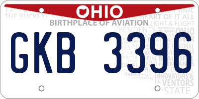 OH license plate GKB3396