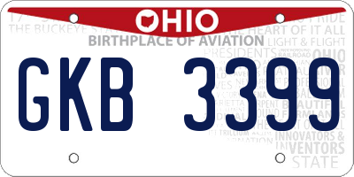 OH license plate GKB3399