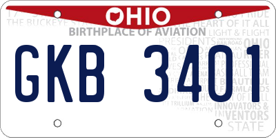 OH license plate GKB3401