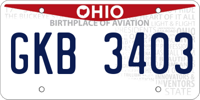 OH license plate GKB3403