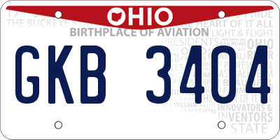 OH license plate GKB3404