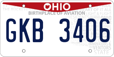 OH license plate GKB3406