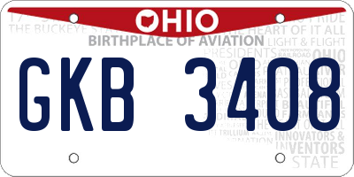 OH license plate GKB3408