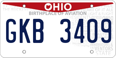 OH license plate GKB3409