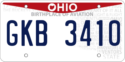 OH license plate GKB3410