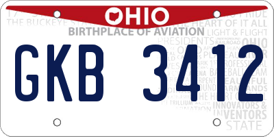 OH license plate GKB3412