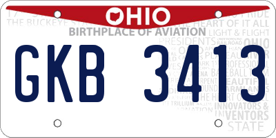 OH license plate GKB3413