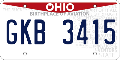 OH license plate GKB3415