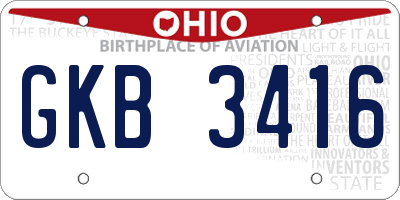 OH license plate GKB3416