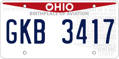 OH license plate GKB3417