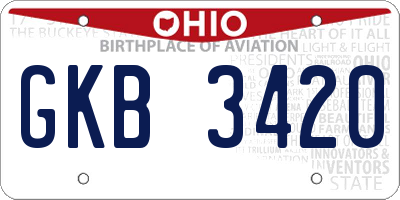 OH license plate GKB3420